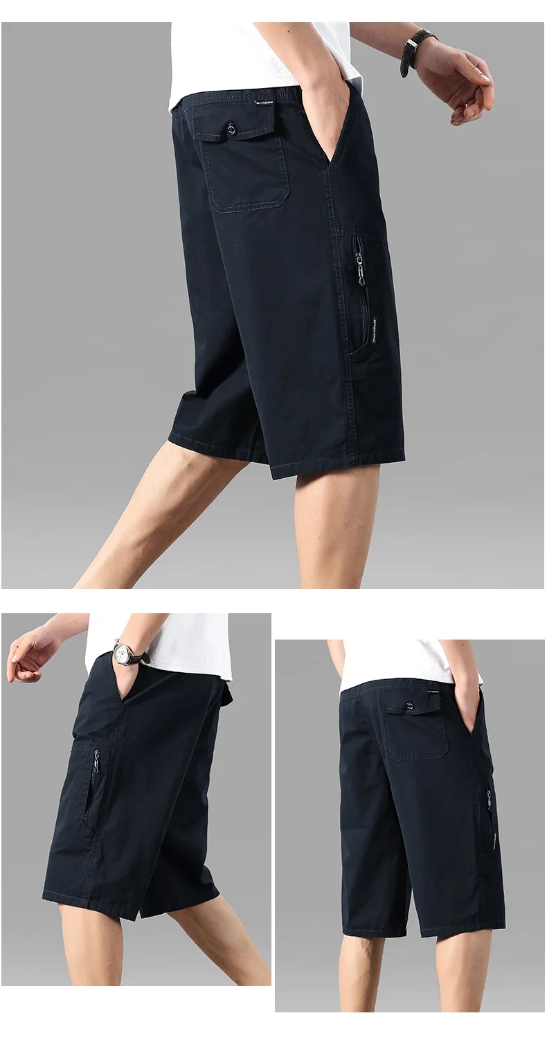 Mens Summer Cargo Shorts Light Weight Casual Sports Short Pants Cotton Hiking Running Jogger Shorts Elastic Waist