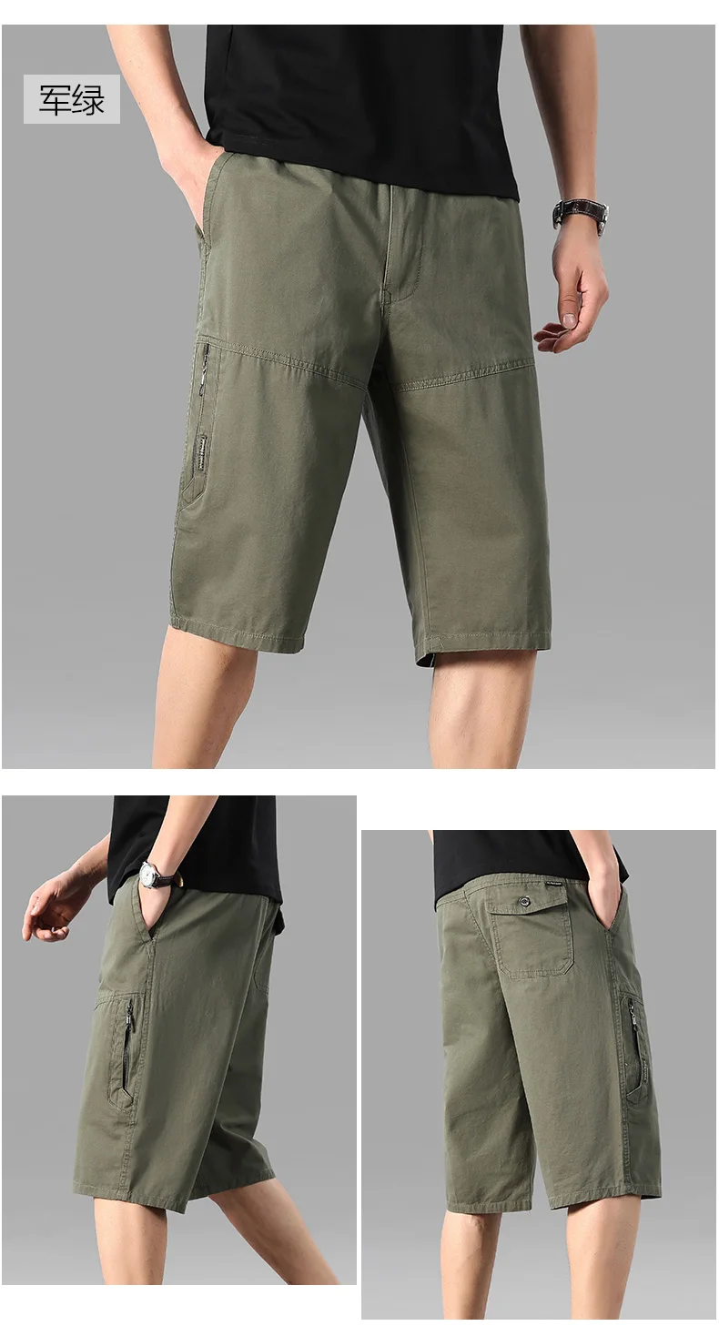 Mens Summer Cargo Shorts Light Weight Casual Sports Short Pants Cotton Hiking Running Jogger Shorts Elastic Waist