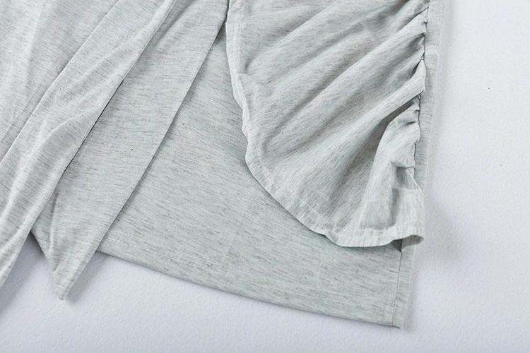 Irregular Ruffle Dress with Bow Belt, Short-Sleeved, Round Neck, Summer, New, 2024