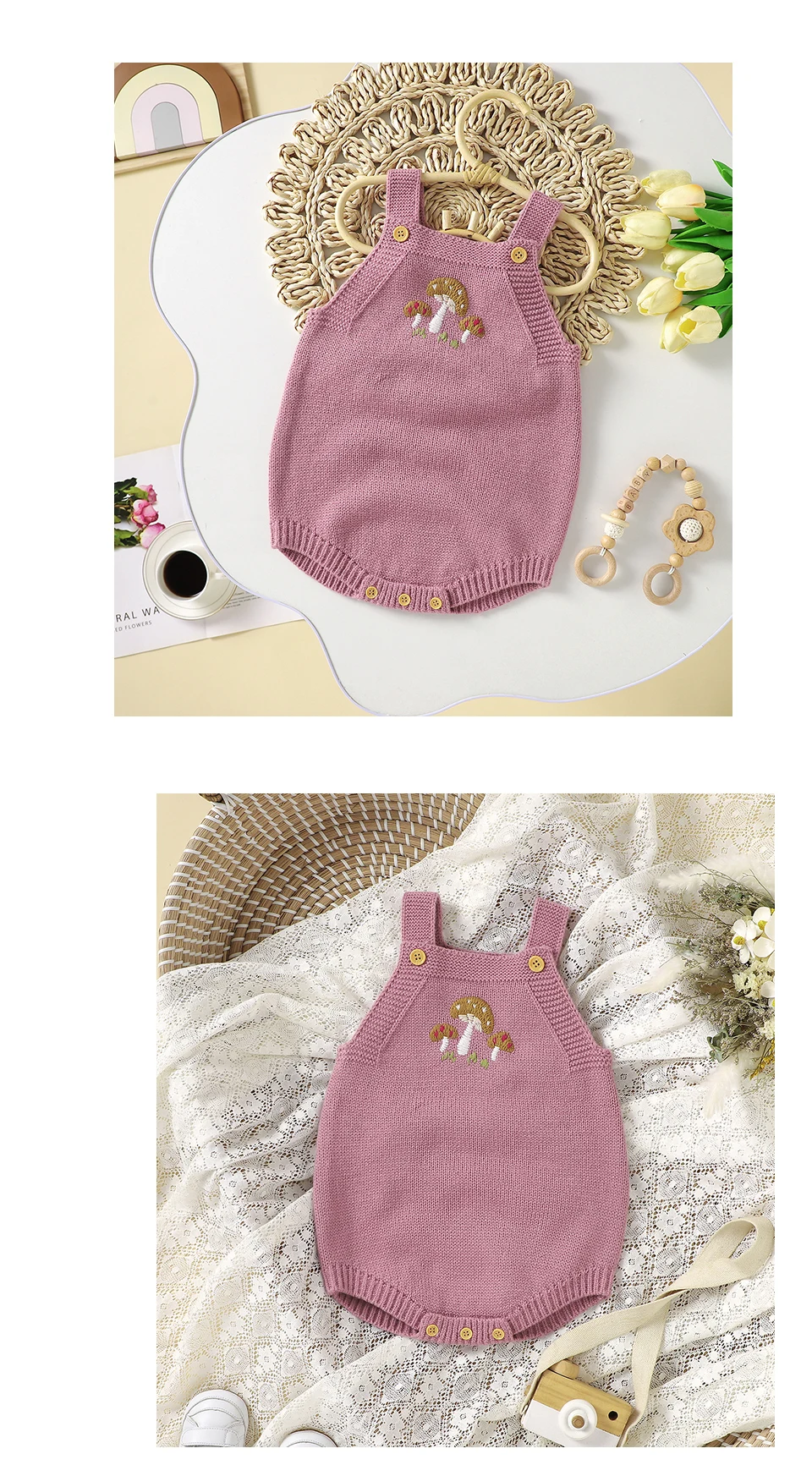 Adorable Knitwear Acrylic Sleeveless Baby Girls Summer Rompers For 1-18 Months Newborns Soft Infant Jumpsuit Bodysuit All-in-one
