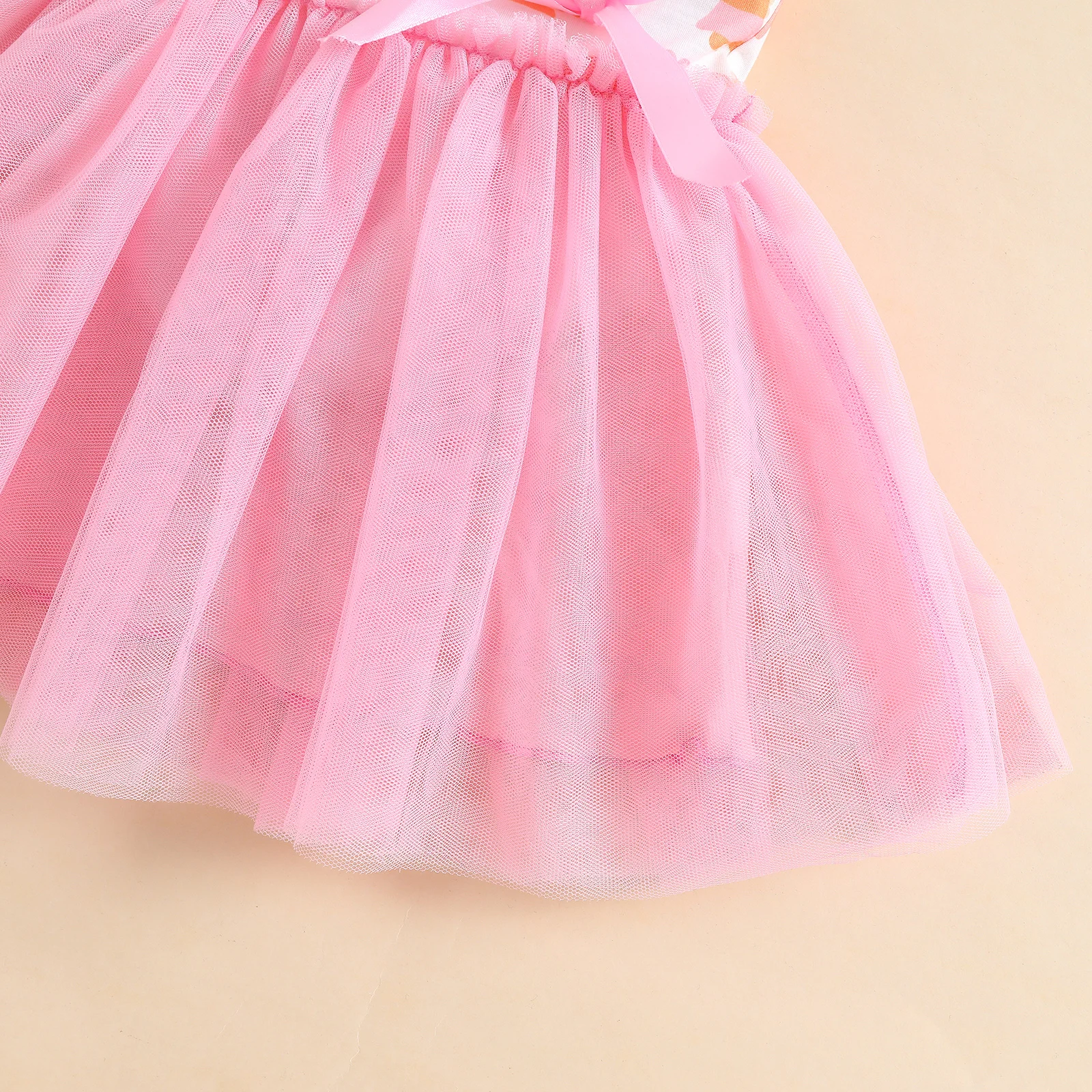 Summer 1-5 Years Little Girl Princess Dress Clothing Baby Girl Sleeveless Dinosaur Print Mesh Dress For Kids Girl Party