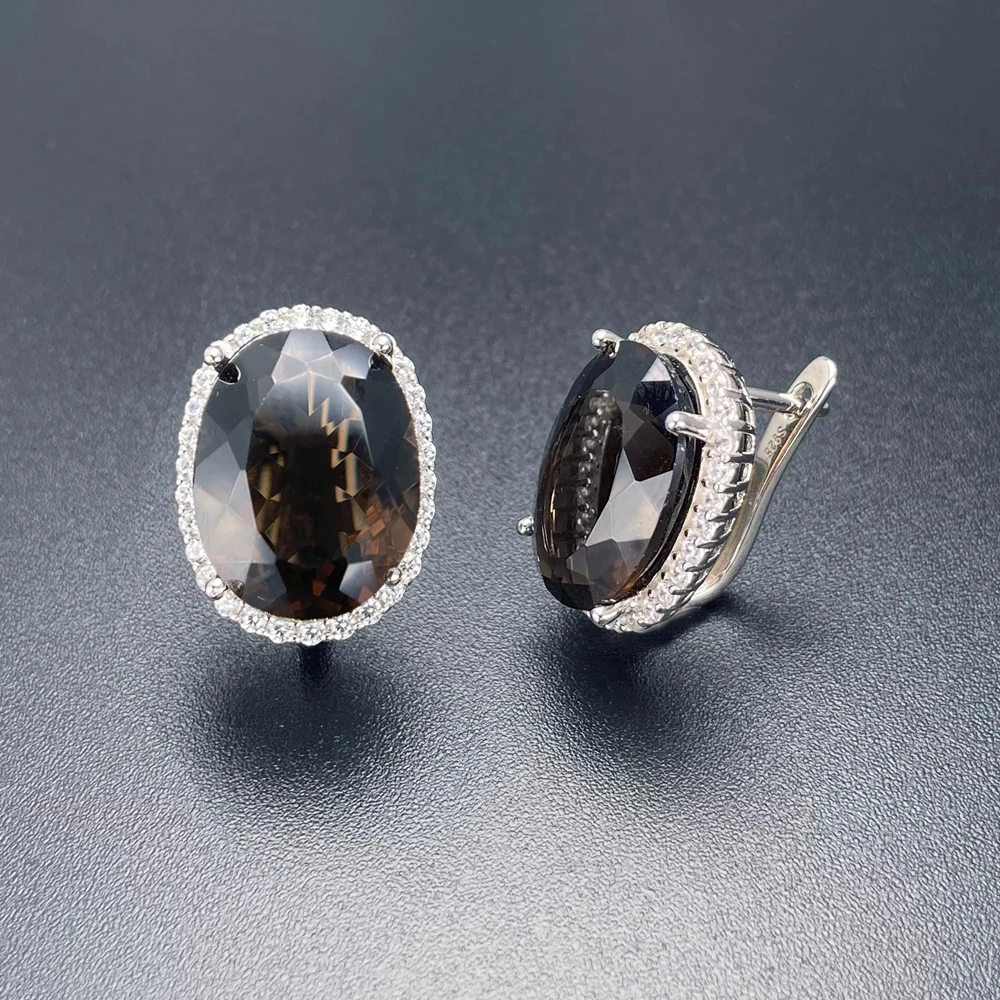 Big Stone 19.5ct Real Natural Green Amethyst Earring Sterling 925 Silver Oval 12*16mm Fine Jewelry For Women Lady Party Gift