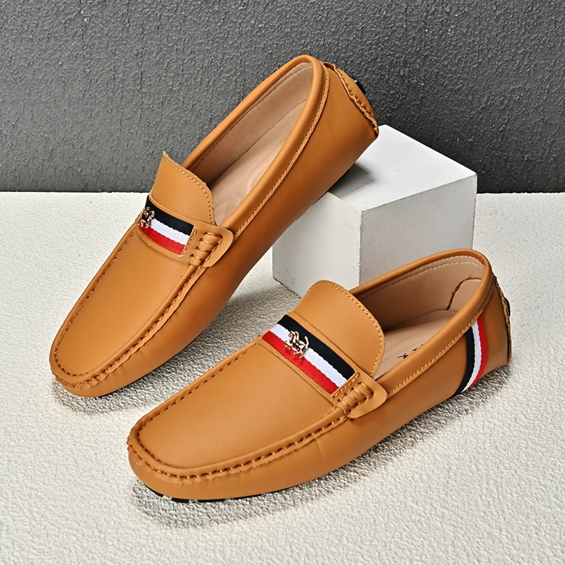 MAEDEF 2024 New Leather Casual Shoes Fashion Spring Loafer High Quality Men Loafers Non Slip for Man Comfortable Driving Shoes