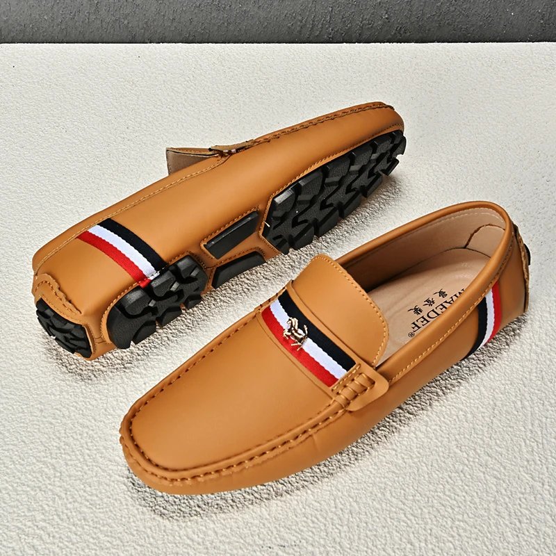 MAEDEF 2024 New Leather Casual Shoes Fashion Spring Loafer High Quality Men Loafers Non Slip for Man Comfortable Driving Shoes
