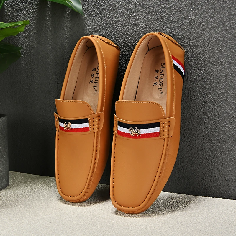 MAEDEF 2024 New Leather Casual Shoes Fashion Spring Loafer High Quality Men Loafers Non Slip for Man Comfortable Driving Shoes