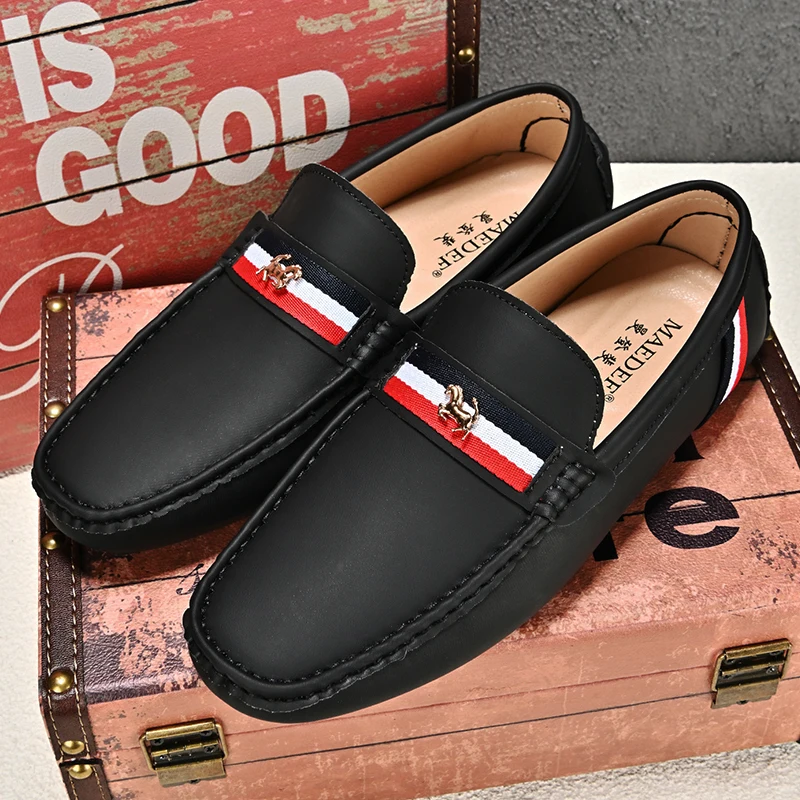 MAEDEF 2024 New Leather Casual Shoes Fashion Spring Loafer High Quality Men Loafers Non Slip for Man Comfortable Driving Shoes