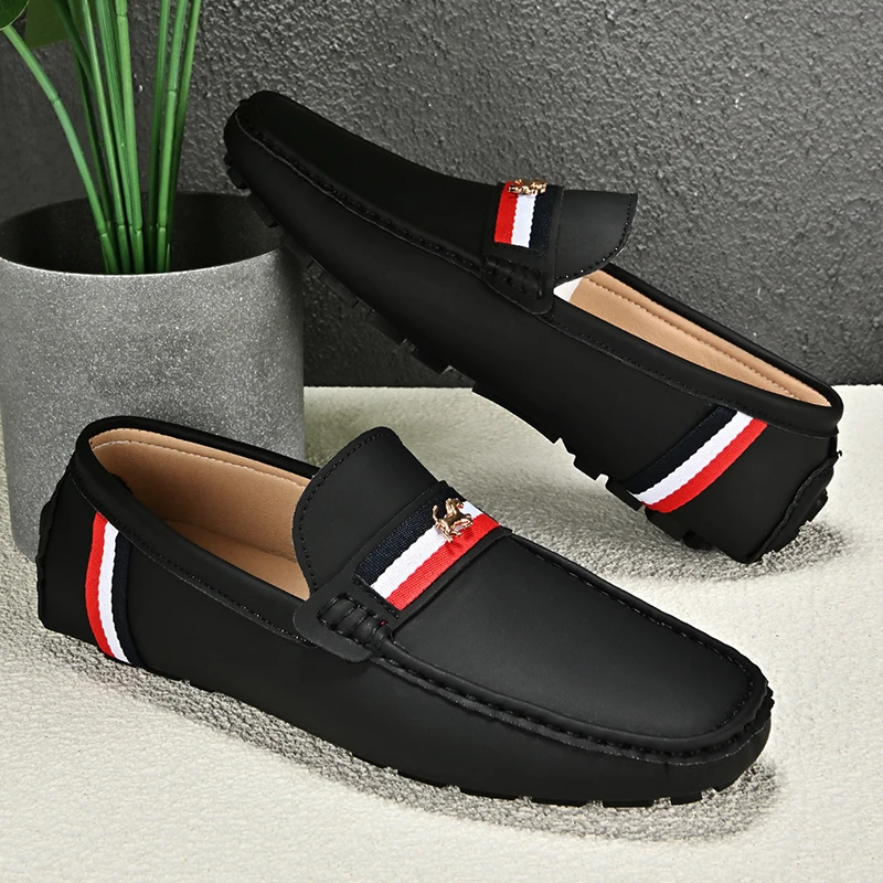 MAEDEF 2024 New Leather Casual Shoes Fashion Spring Loafer High Quality Men Loafers Non Slip for Man Comfortable Driving Shoes