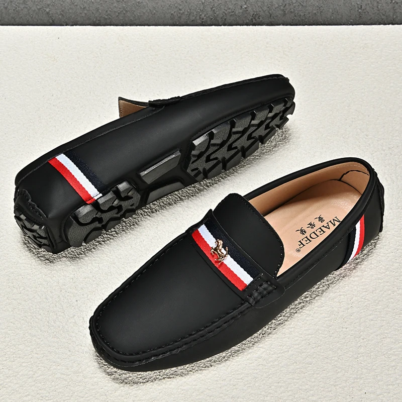 MAEDEF 2024 New Leather Casual Shoes Fashion Spring Loafer High Quality Men Loafers Non Slip for Man Comfortable Driving Shoes