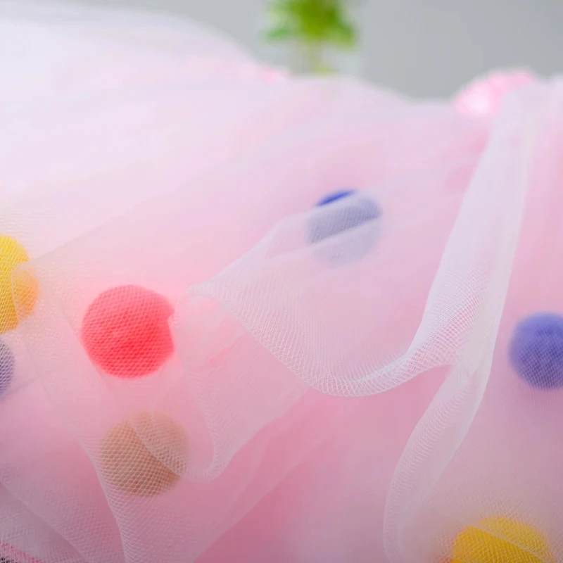 2024 New Arrival Infant Mulity Colorful Tulle Tutu Skirt Pom Pom Princess Mini Dress Children Clothing Pettiskirt Girl Clothes