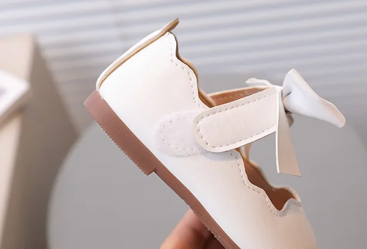 Girls Mary Jane Shoes Children Solid Color Bow Round-toe Bow 2024 New Kids Fashion Soft Moccasin Shoes Baby First Walker Shoes