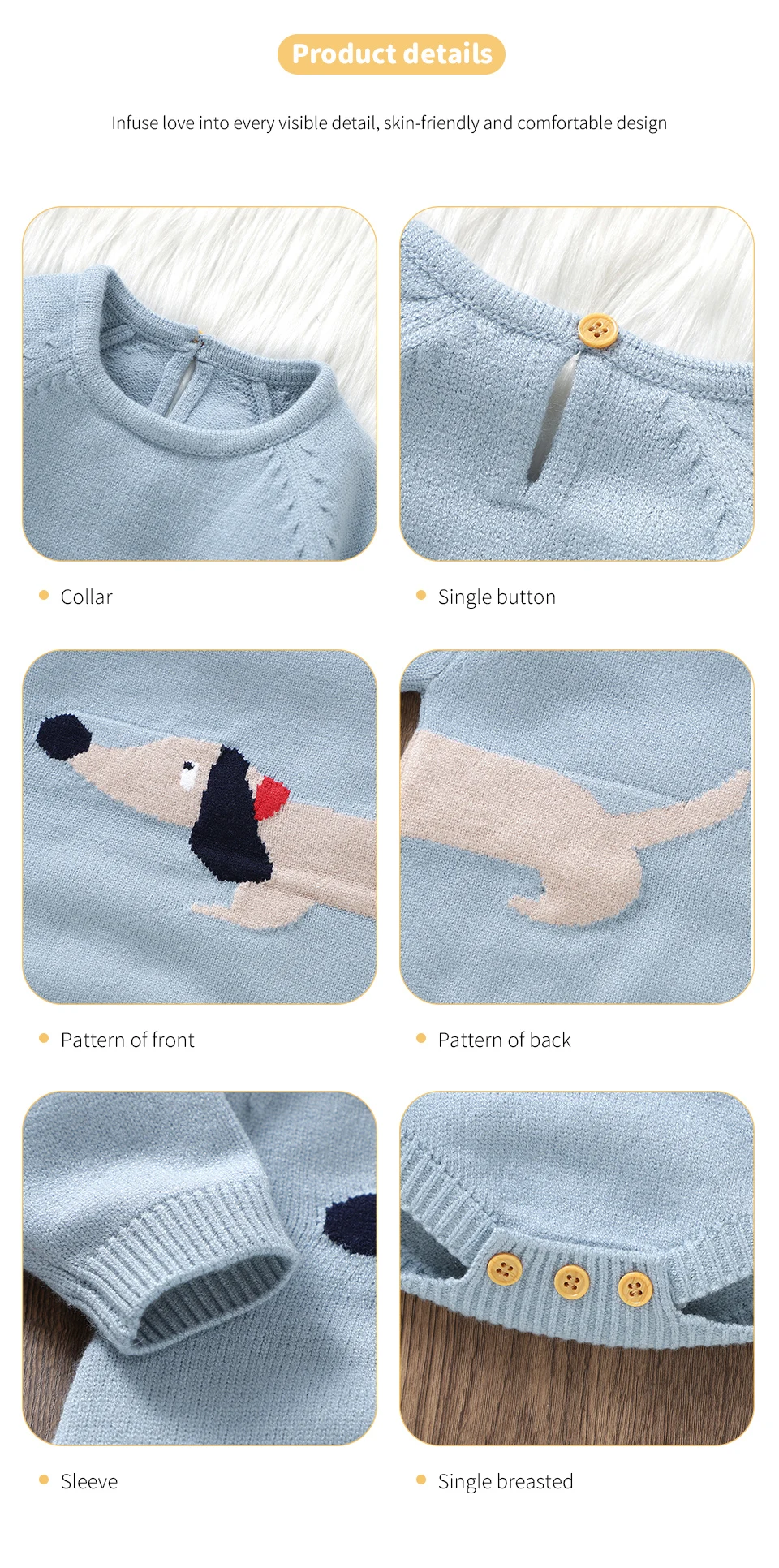 Cute Preppy design Skin-friendly Long Sleeve Baby Boys & Girls Summer Bodysuit Jumpsuit Breathable Newborn Infant Rompers