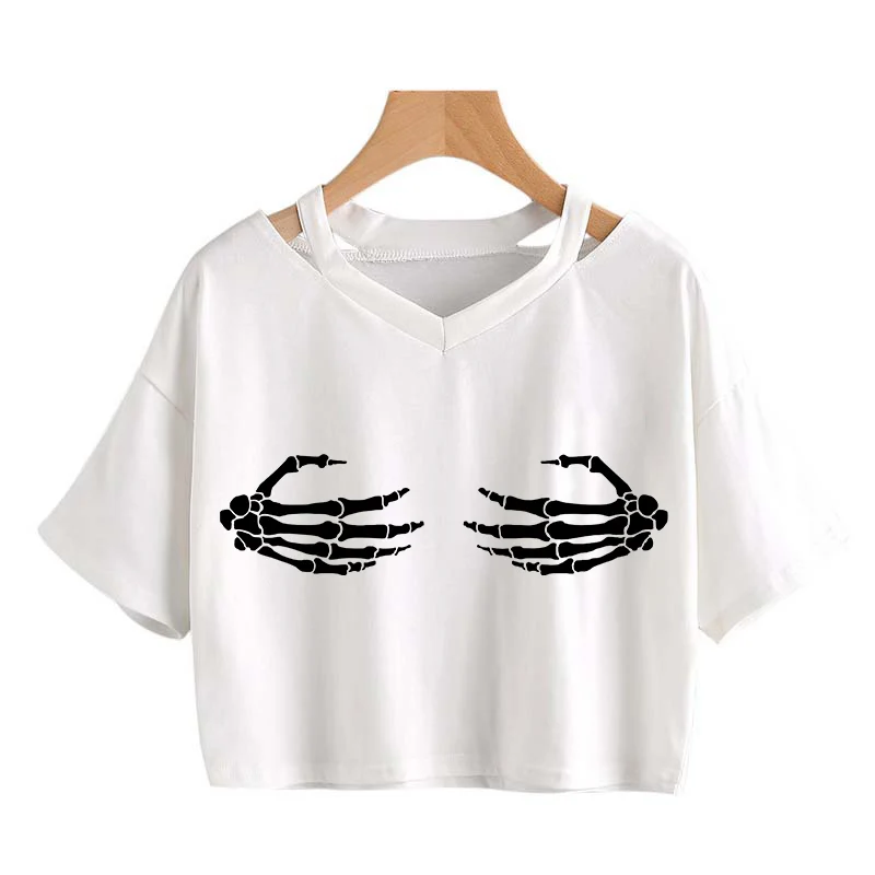 Y2k Casual Graphic Printed Slim Aesthetics Clothes Vintage Short Sleeve Crop Top Women Sexy Streetwear Tees 2024 Harajuku Tshirt