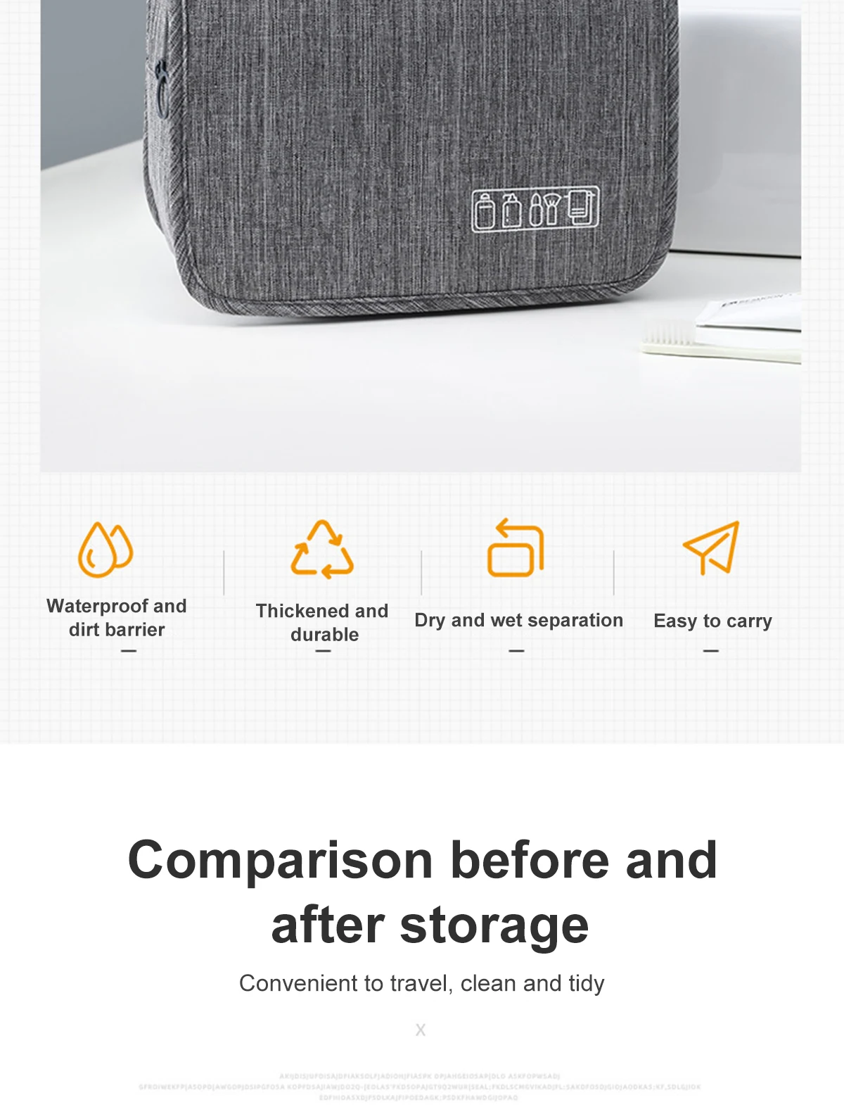 Large Capacity Travel Toiletry Bag Multifunctional Portable Cosmetic Bag With Hook Storage Bag Men's Travel Storage Bag