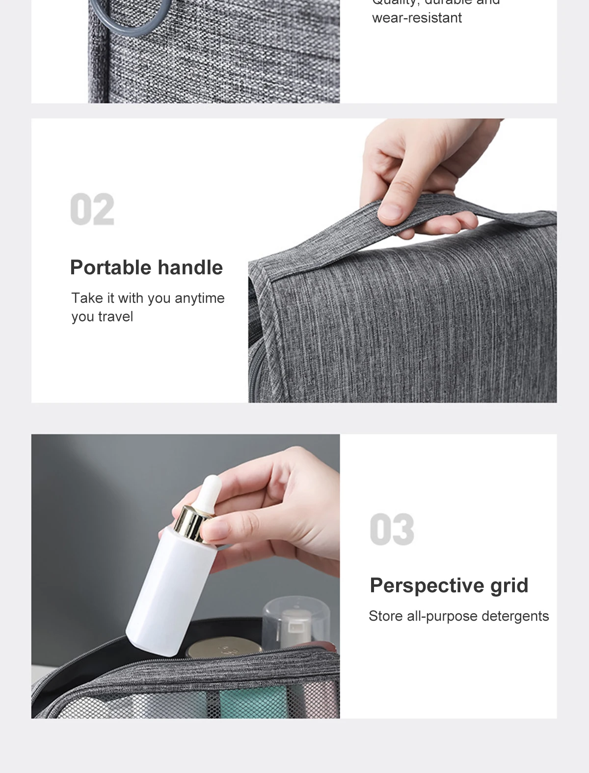Large Capacity Travel Toiletry Bag Multifunctional Portable Cosmetic Bag With Hook Storage Bag Men's Travel Storage Bag