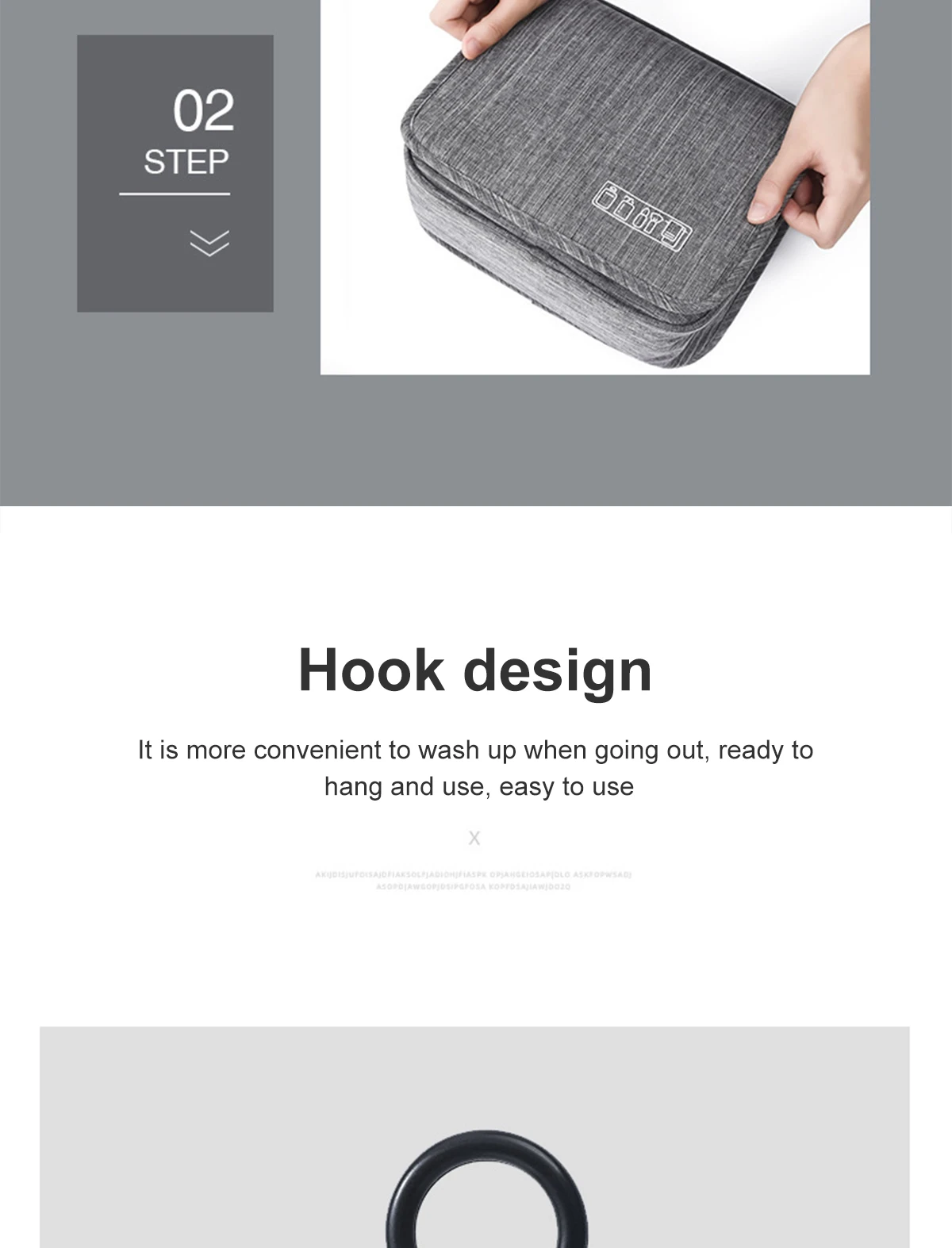 Large Capacity Travel Toiletry Bag Multifunctional Portable Cosmetic Bag With Hook Storage Bag Men's Travel Storage Bag