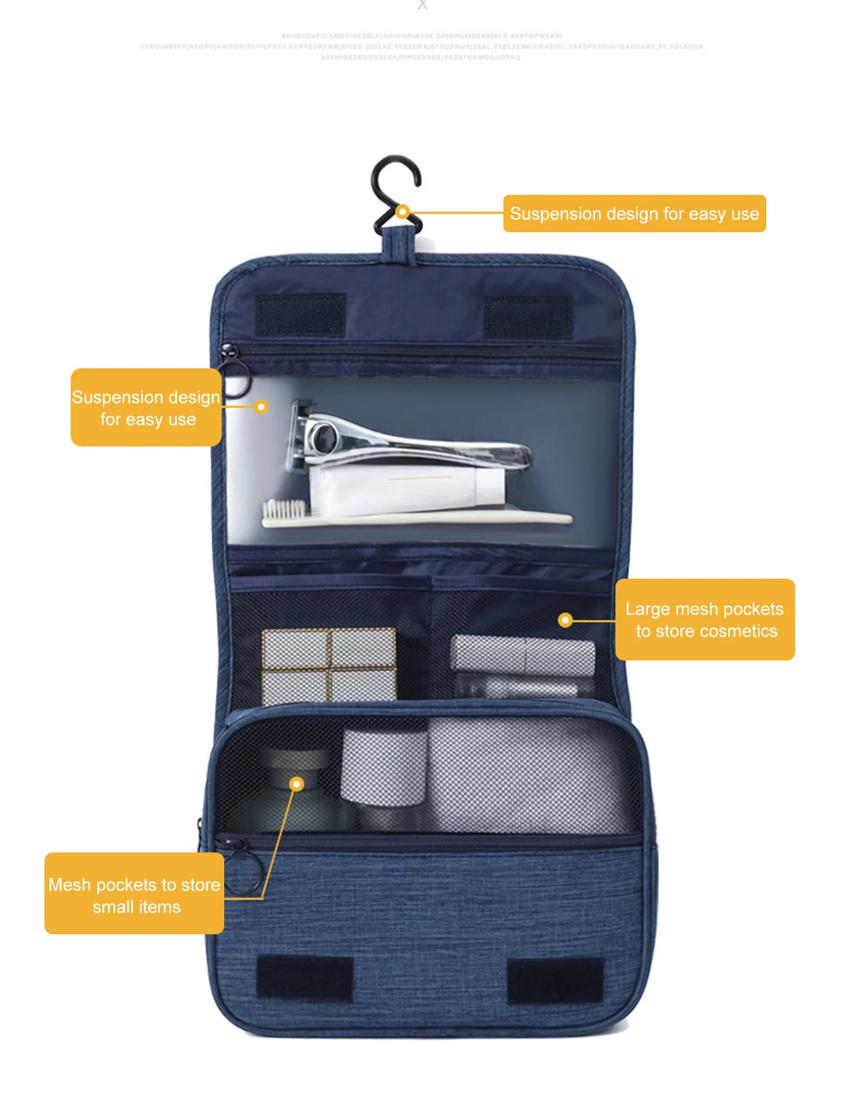 Large Capacity Travel Toiletry Bag Multifunctional Portable Cosmetic Bag With Hook Storage Bag Men's Travel Storage Bag