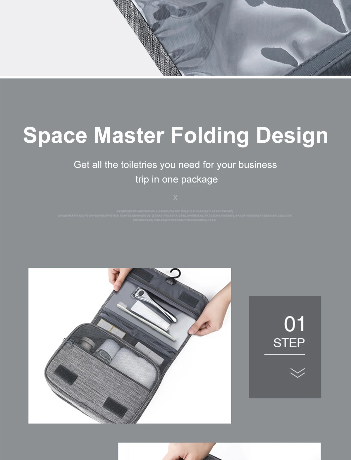 Large Capacity Travel Toiletry Bag Multifunctional Portable Cosmetic Bag With Hook Storage Bag Men's Travel Storage Bag