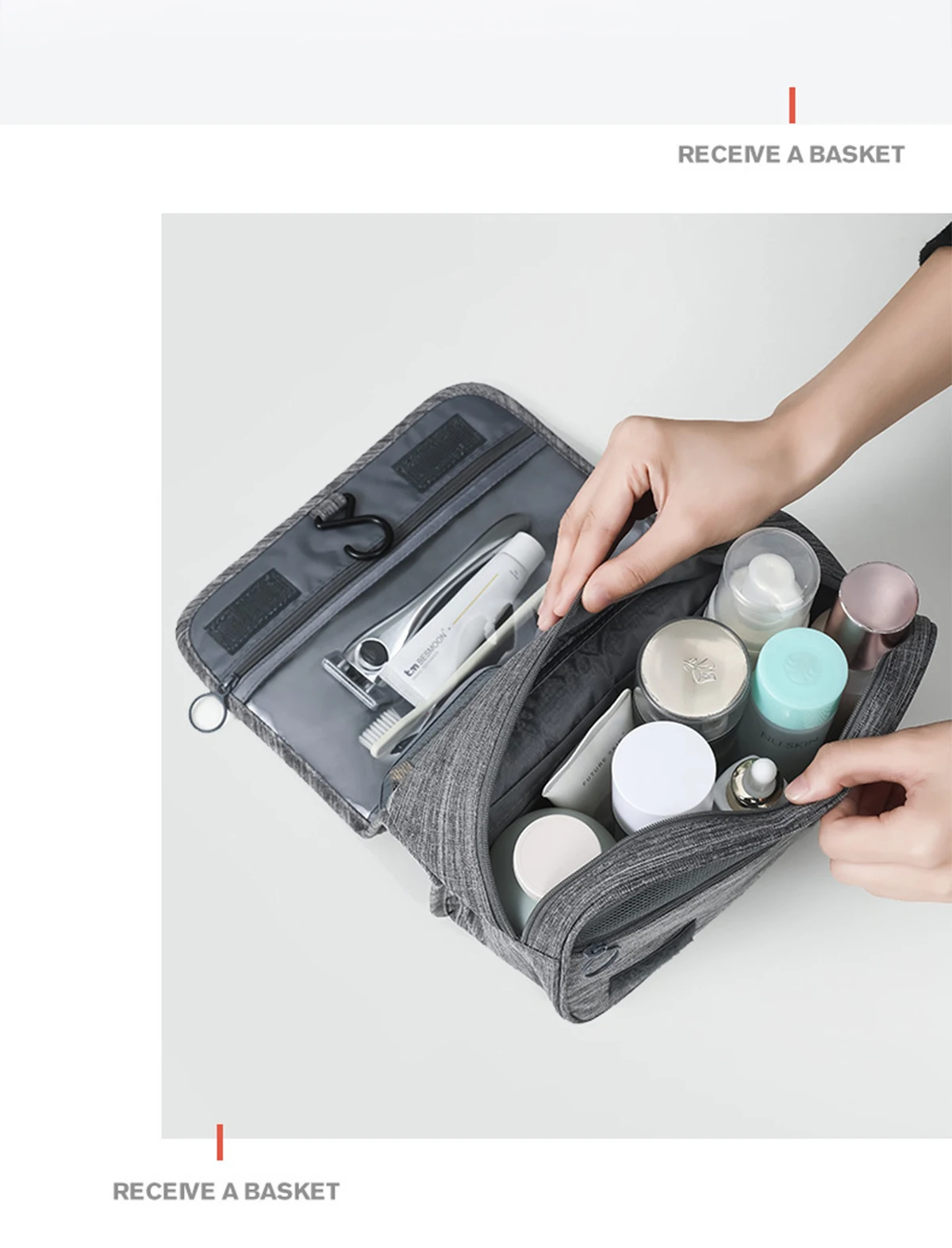 Large Capacity Travel Toiletry Bag Multifunctional Portable Cosmetic Bag With Hook Storage Bag Men's Travel Storage Bag
