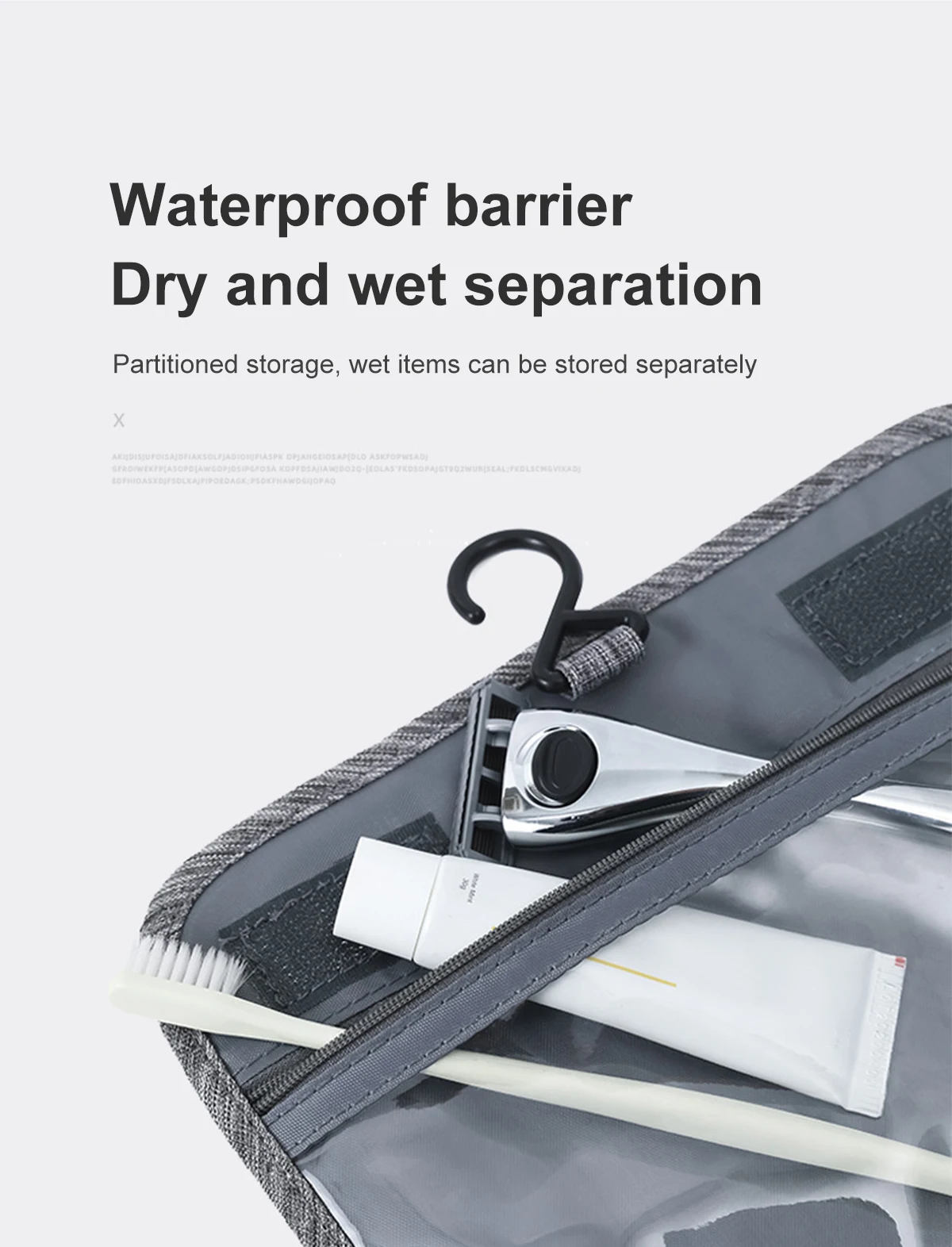 Large Capacity Travel Toiletry Bag Multifunctional Portable Cosmetic Bag With Hook Storage Bag Men's Travel Storage Bag