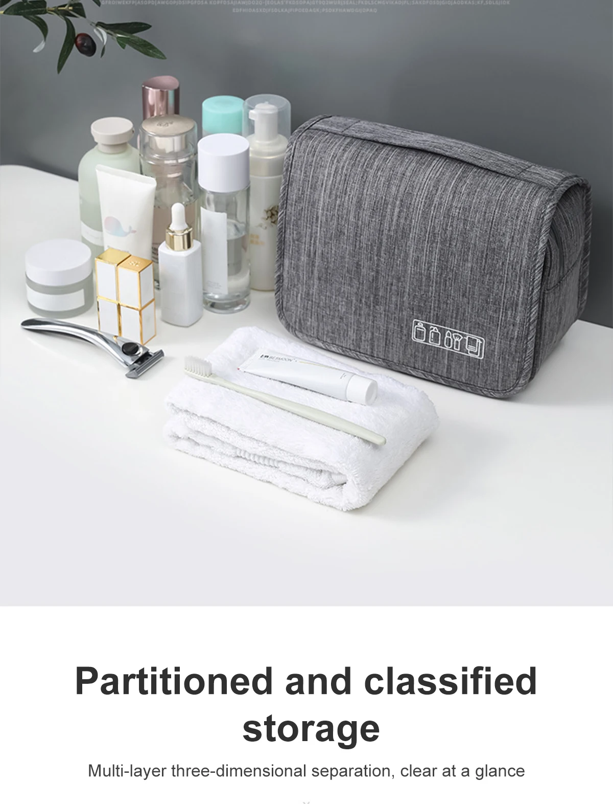 Large Capacity Travel Toiletry Bag Multifunctional Portable Cosmetic Bag With Hook Storage Bag Men's Travel Storage Bag