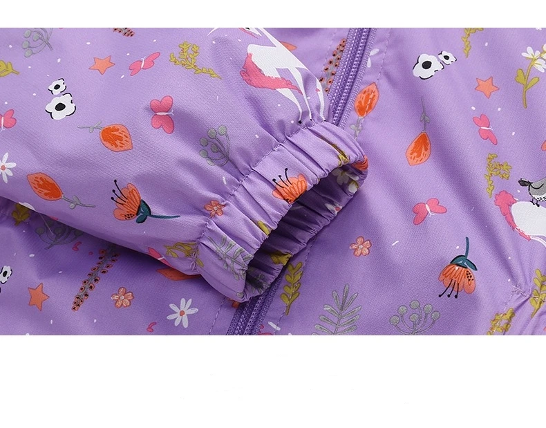 Dubbped Kids Girls unicorn Purple Rain Jacket Waterproof Coat Lightweight Hooded Warm Lined Raincoats Windbreakers 3-12Y