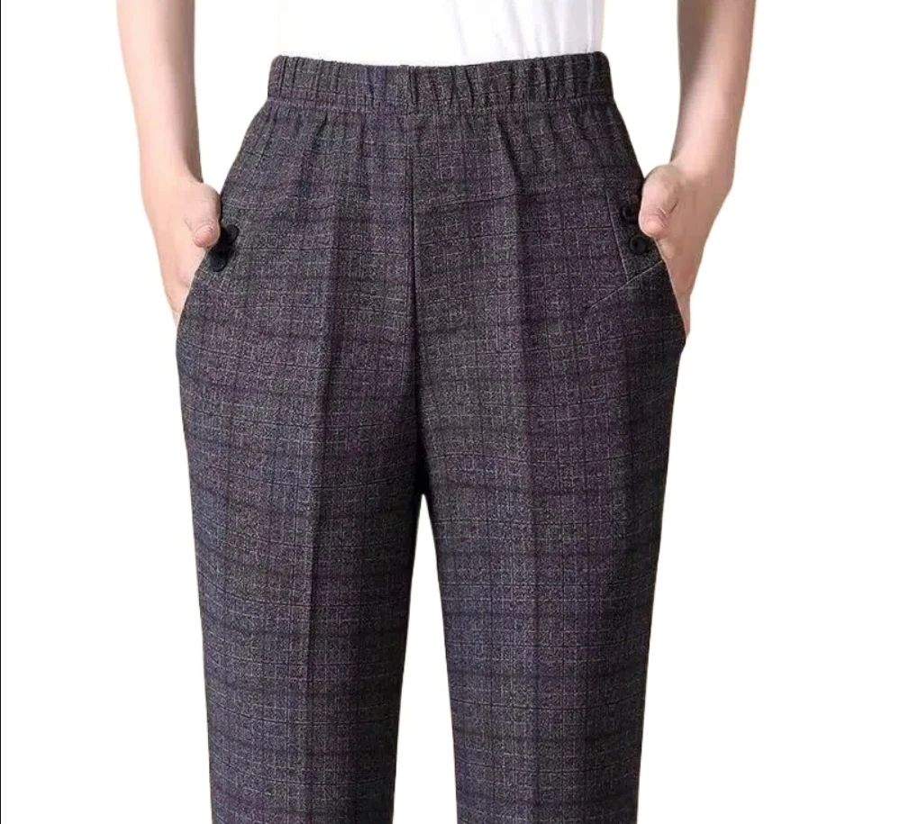 Plus size 8XL Autumn Women Trousers Oversize Elastic High Waist Loose Casual Pants Middle-aged Female Winter Warm Stretch Pants