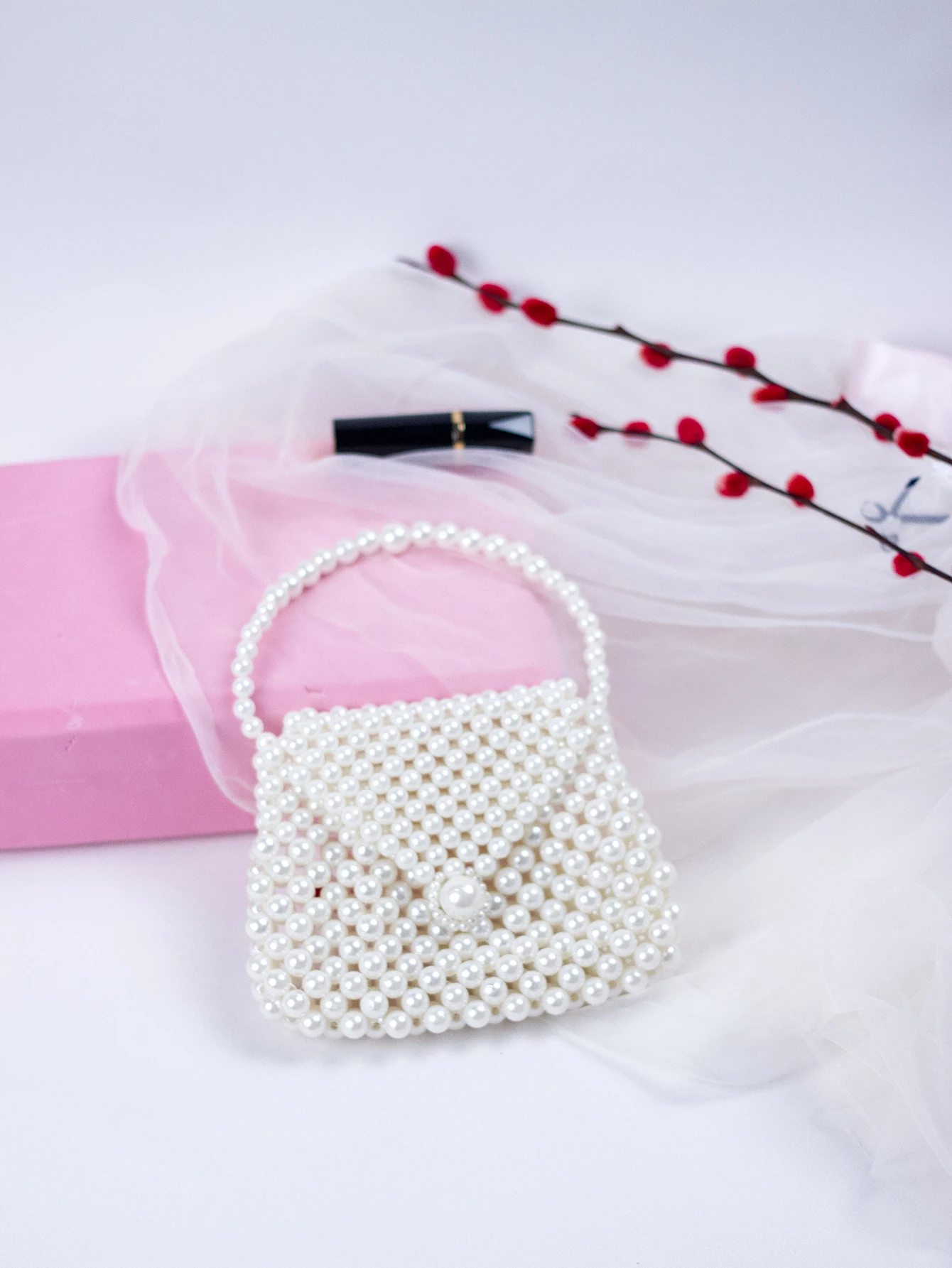 2024 Spring/Summer Hot selling Chinese Style Mini Pearl Imitation Dumpling Bun Women's Homemade Beaded Weaving Handbag