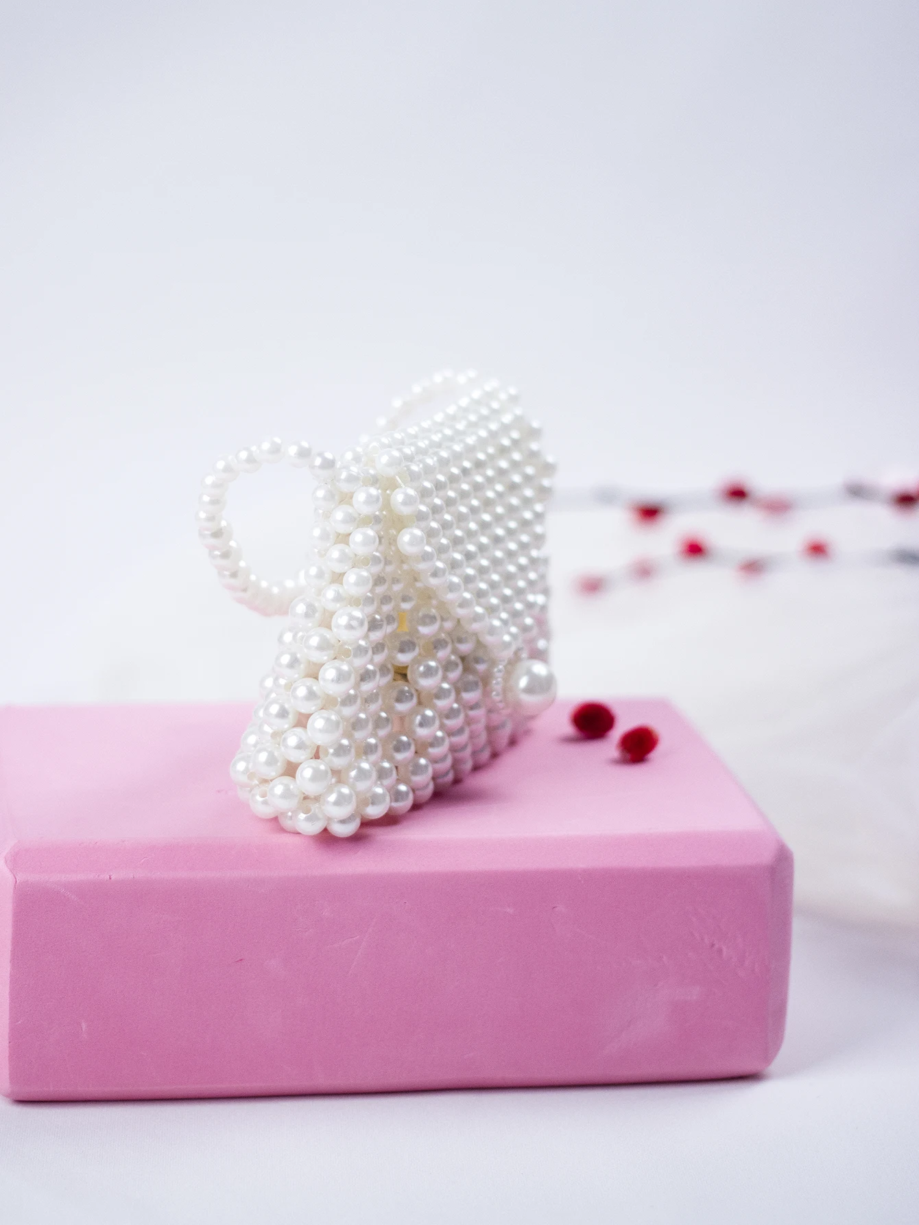 2024 Spring/Summer Hot selling Chinese Style Mini Pearl Imitation Dumpling Bun Women's Homemade Beaded Weaving Handbag