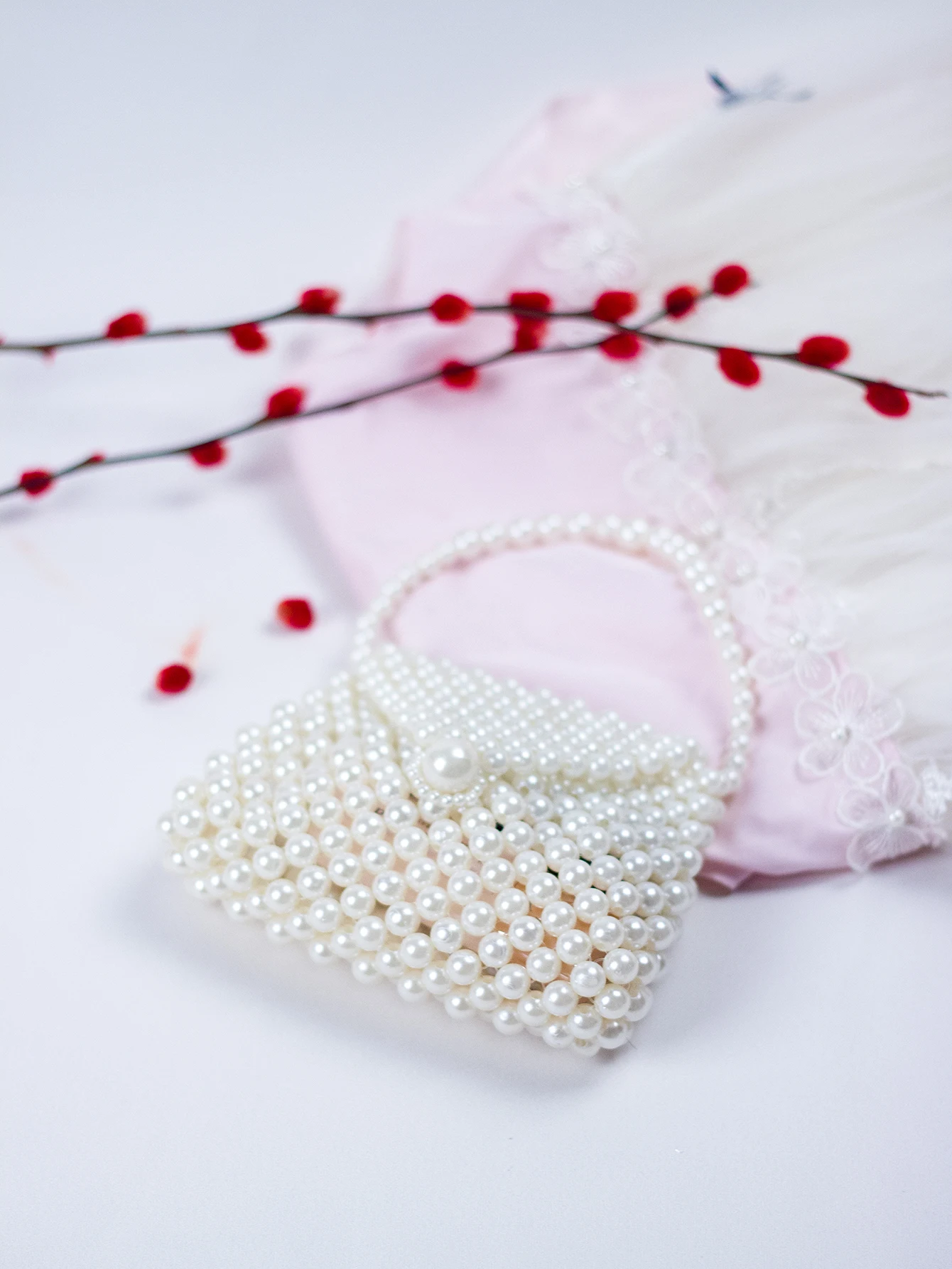 2024 Spring/Summer Hot selling Chinese Style Mini Pearl Imitation Dumpling Bun Women's Homemade Beaded Weaving Handbag