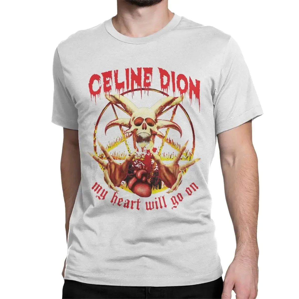 Celine Dion My Heart Will Go on Metal T Shirt Men Women's Cotton T-Shirts Crew Neck Titanic Rock Tees Short Sleeve Tops Big Size