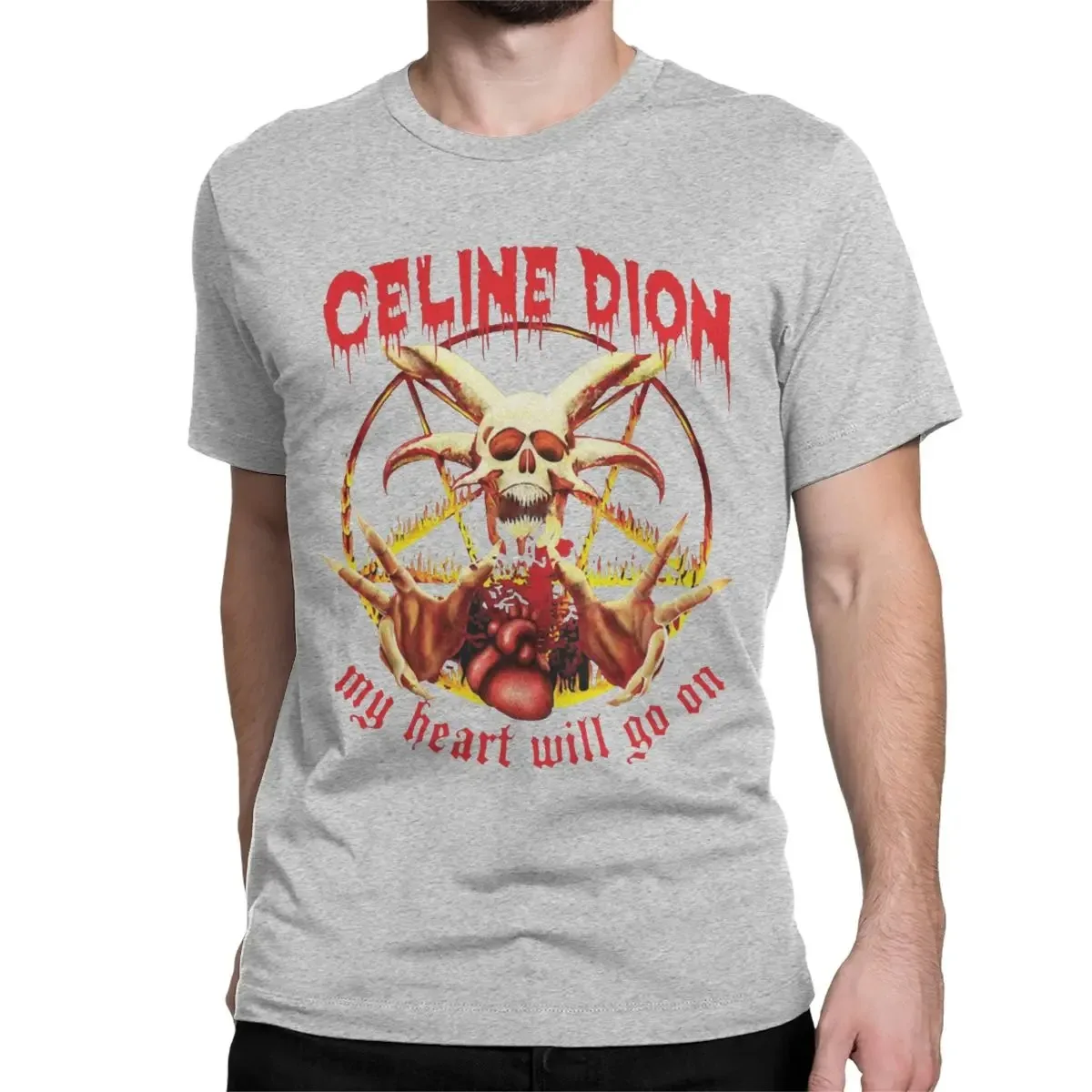 Celine Dion My Heart Will Go on Metal T Shirt Men Women's Cotton T-Shirts Crew Neck Titanic Rock Tees Short Sleeve Tops Big Size