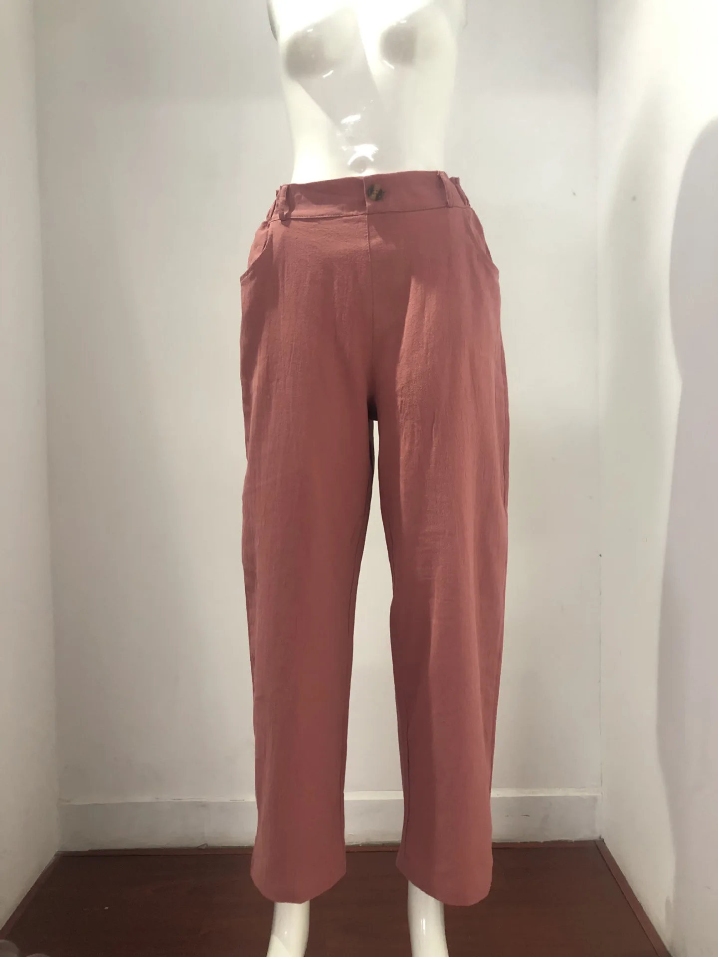 Summer 2026 New Ladies Cotton and Linen Straight Tube Cropped Casual and Comfortable Simple Women Radish Pants