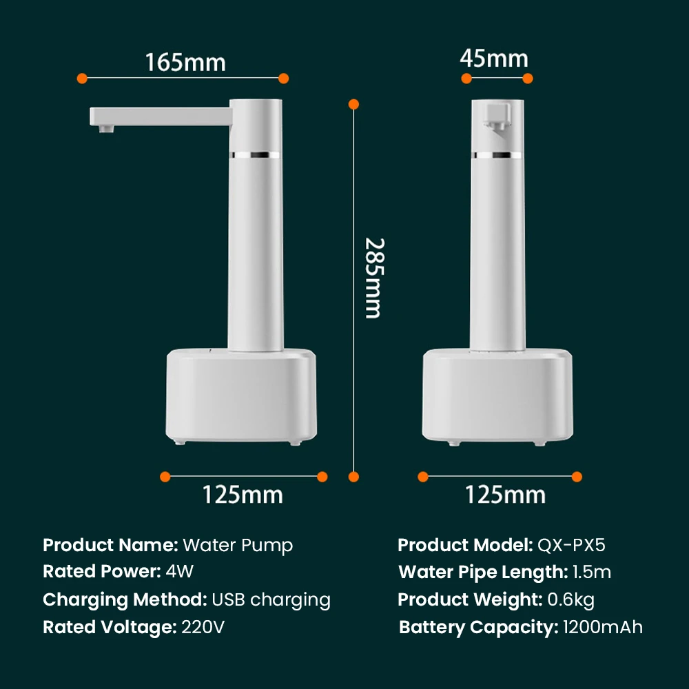 ZaiXiao Electric Water Gallon Pump Automatic Water Bottle Pump Dispenser Desktop 4W Rechargeable Water Pump Dispenser With Stand