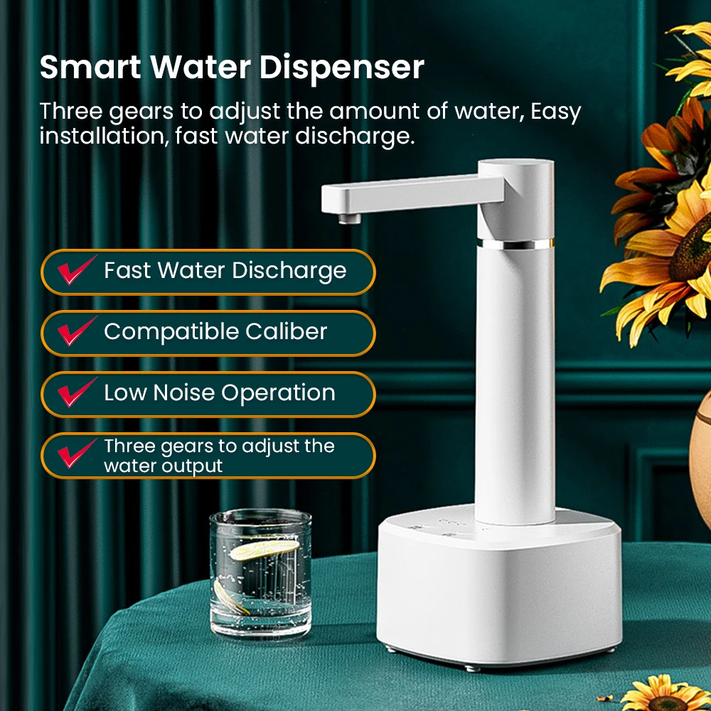 ZaiXiao Electric Water Gallon Pump Automatic Water Bottle Pump Dispenser Desktop 4W Rechargeable Water Pump Dispenser With Stand