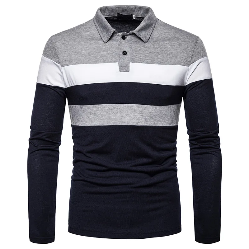 2026 Men's New Leisure Colored Long Sleeved Four Seasons Polo for Foreign Trade