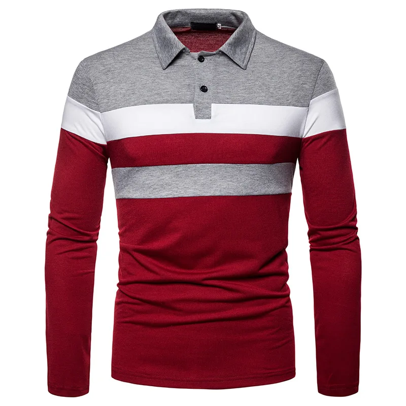 2026 Men's New Leisure Colored Long Sleeved Four Seasons Polo for Foreign Trade