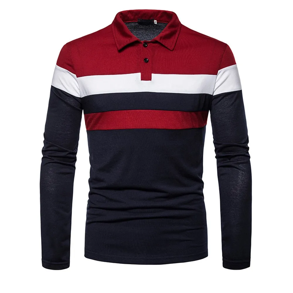 2026 Men's New Leisure Colored Long Sleeved Four Seasons Polo for Foreign Trade