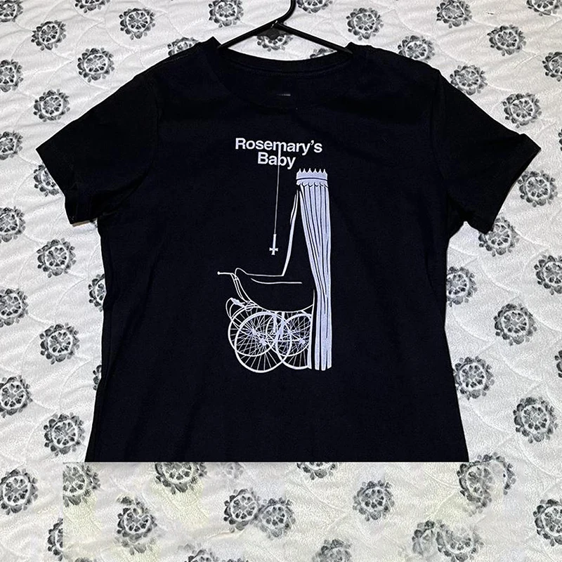 2000s Aesthetic Baby Tees Vintage O-Neck Harajuku Short Sleeve Grunge Clothes T-Shirt Slim Y2k Style Graphic Tee Crop Top E-girl