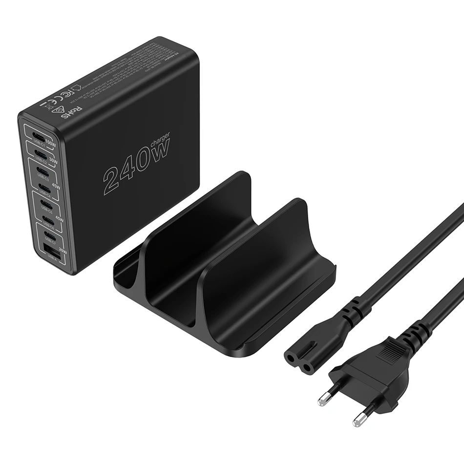 Ubigbuy 240W USB C Charging Station, 8 Ports GaN Desktop Charger, 100W USB-C Laptop Adapter for MacBook Pro/Air iPhone Samsung