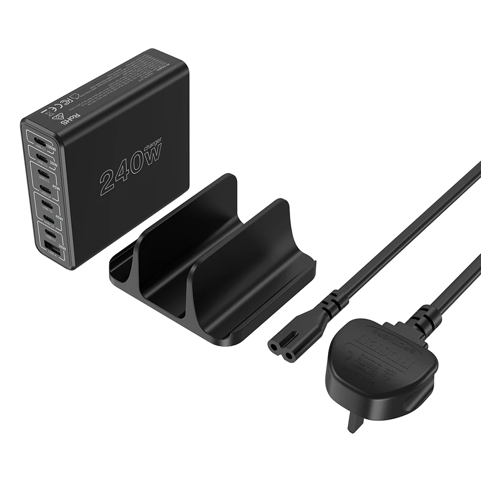 Ubigbuy 240W USB C Charging Station, 8 Ports GaN Desktop Charger, 100W USB-C Laptop Adapter for MacBook Pro/Air iPhone Samsung