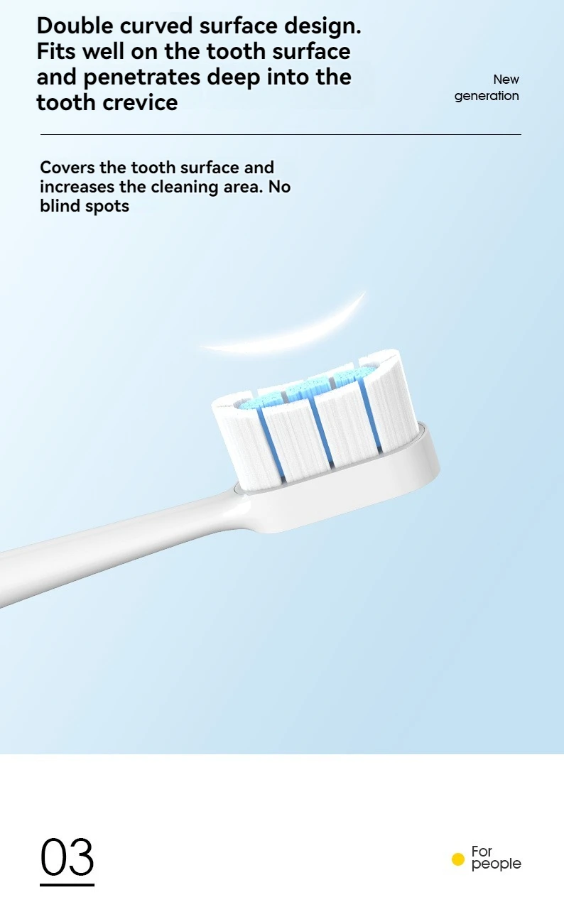 Compatible with Xiao Electric Toothbrush Head T300/T500 Mjia DDYS01SKS/MES601/T700 Replacement MES602/604