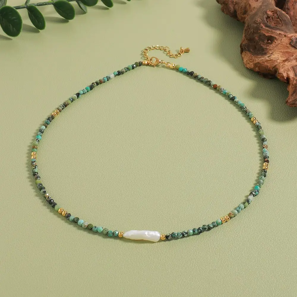 Pearl Natural Stone Beads Chain Stainless Steel Luxury Necklace Exquisite Fashion Handmade Charm Jewelry Women