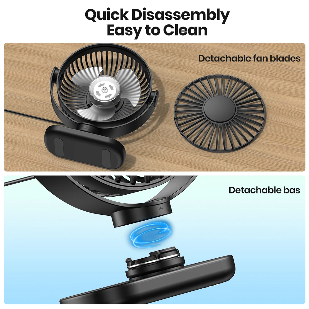 TOPK Mini Portable fan Standing fans for Room Camping,Rechargeable Electric USB Personal Fan Desk Table Stand Fan Table for Home
