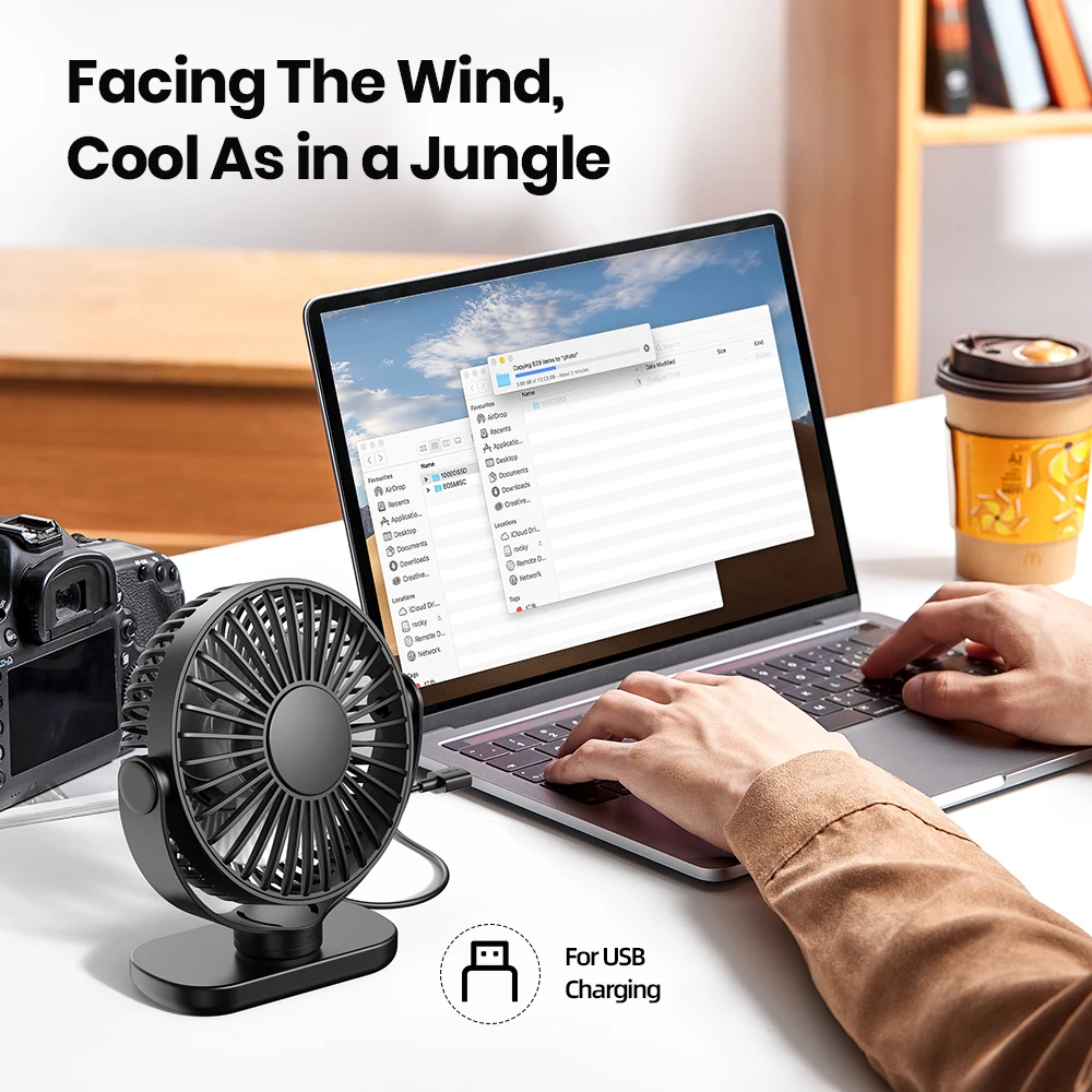 TOPK Mini Portable fan Standing fans for Room Camping,Rechargeable Electric USB Personal Fan Desk Table Stand Fan Table for Home