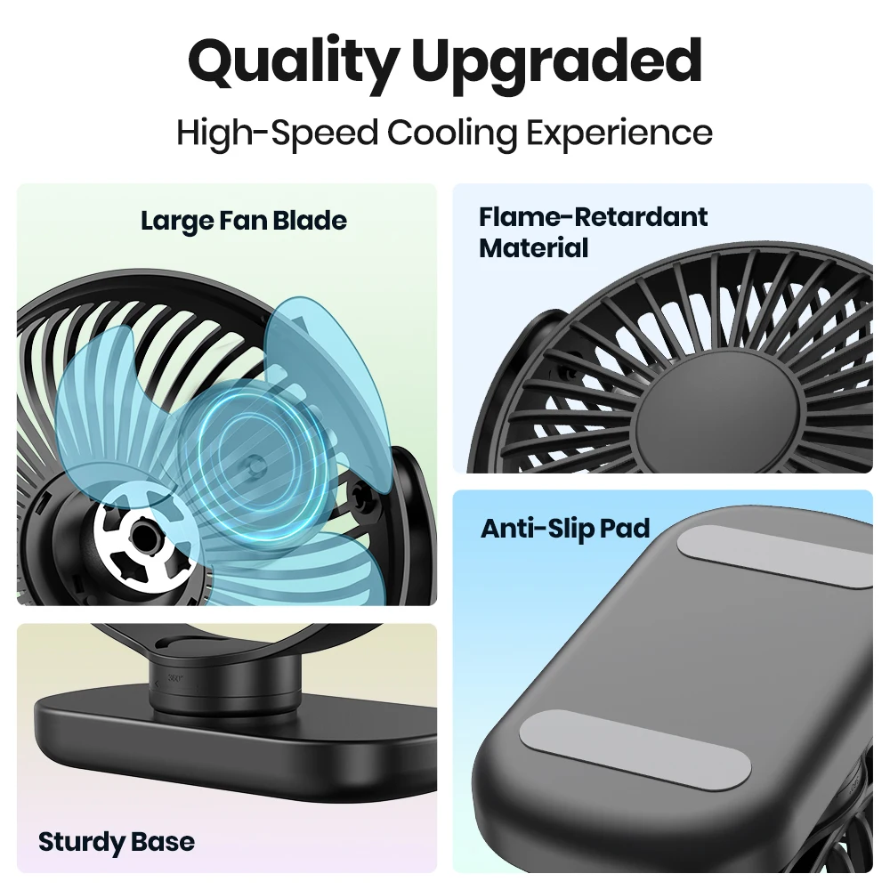 TOPK Mini Portable fan Standing fans for Room Camping,Rechargeable Electric USB Personal Fan Desk Table Stand Fan Table for Home