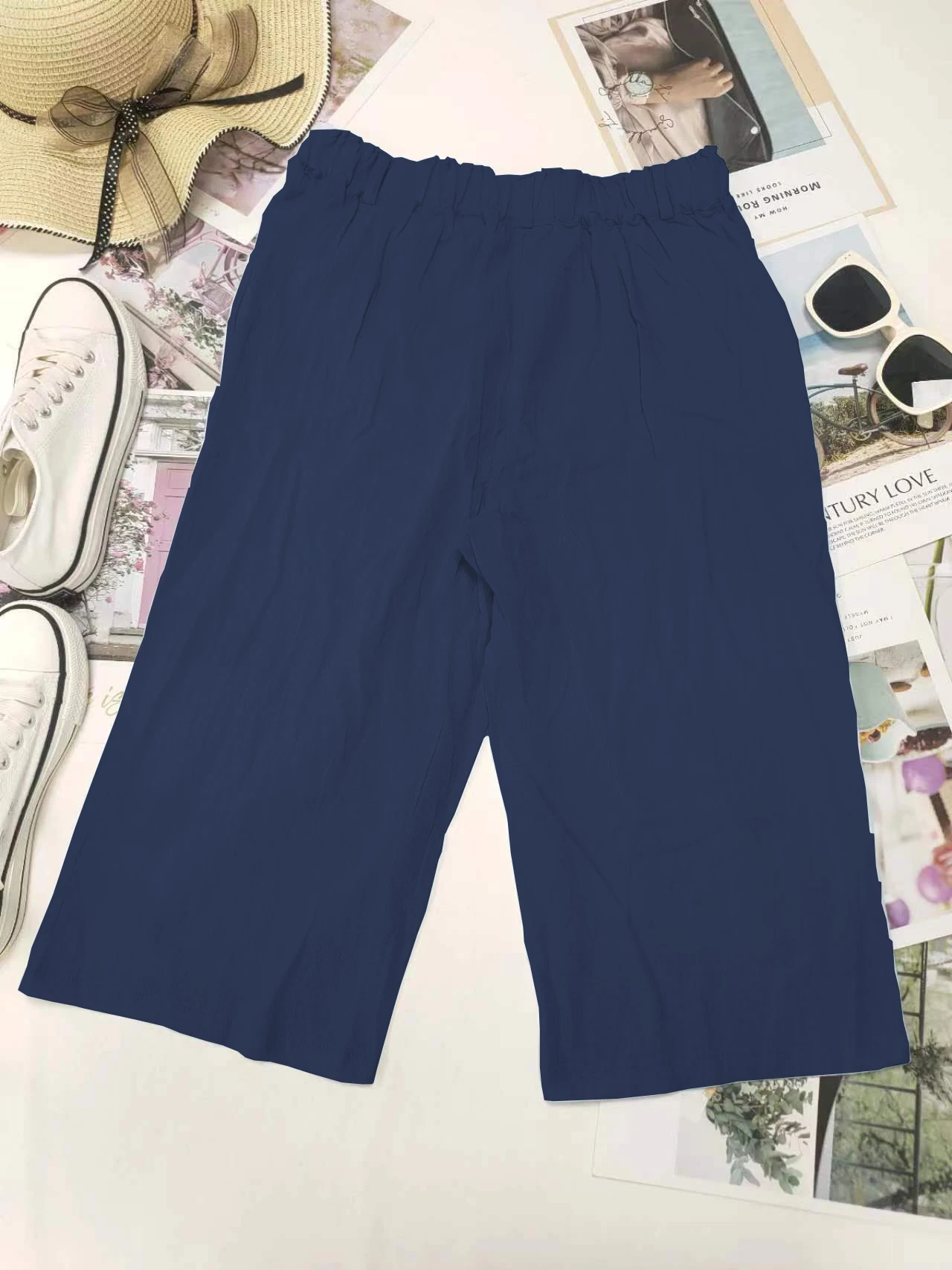 Retro Elastic Waist Pencil Pants Women's Casual Pants 2024 Summer New High-Waisted Slim Breathable Pants Seven Pants
