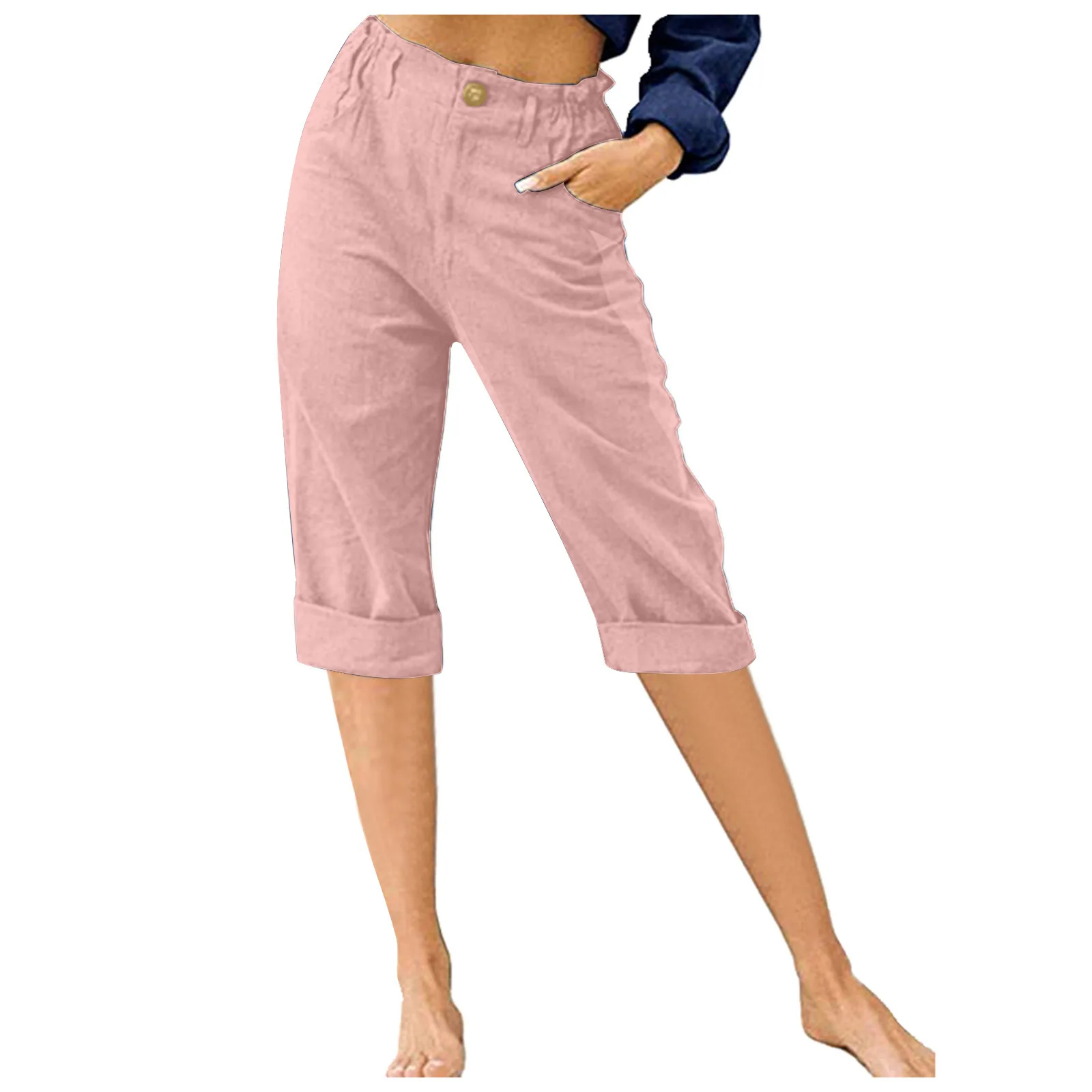 Retro Elastic Waist Pencil Pants Women's Casual Pants 2024 Summer New High-Waisted Slim Breathable Pants Seven Pants
