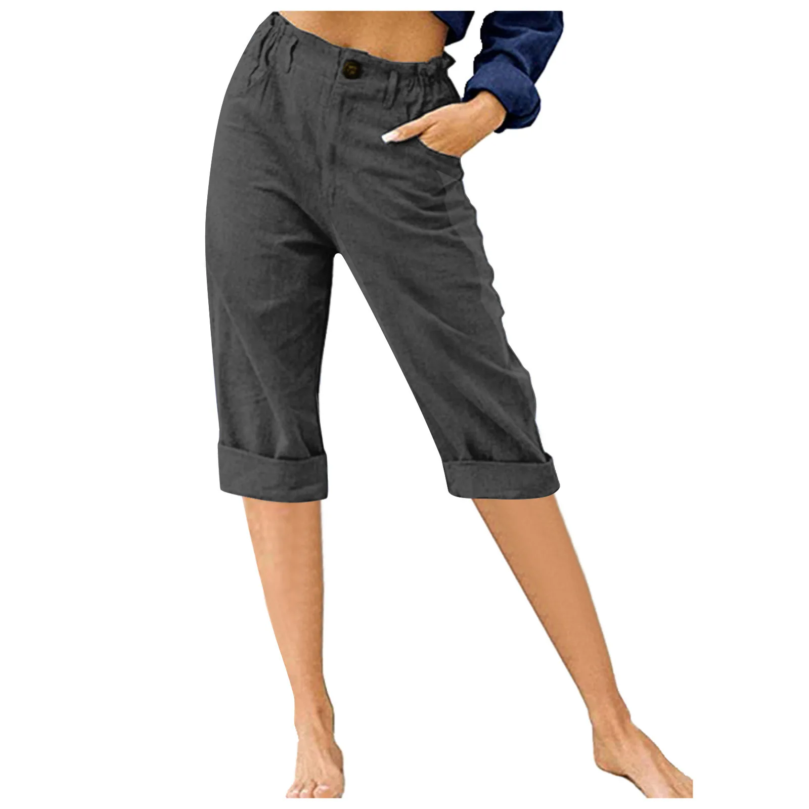Retro Elastic Waist Pencil Pants Women's Casual Pants 2024 Summer New High-Waisted Slim Breathable Pants Seven Pants