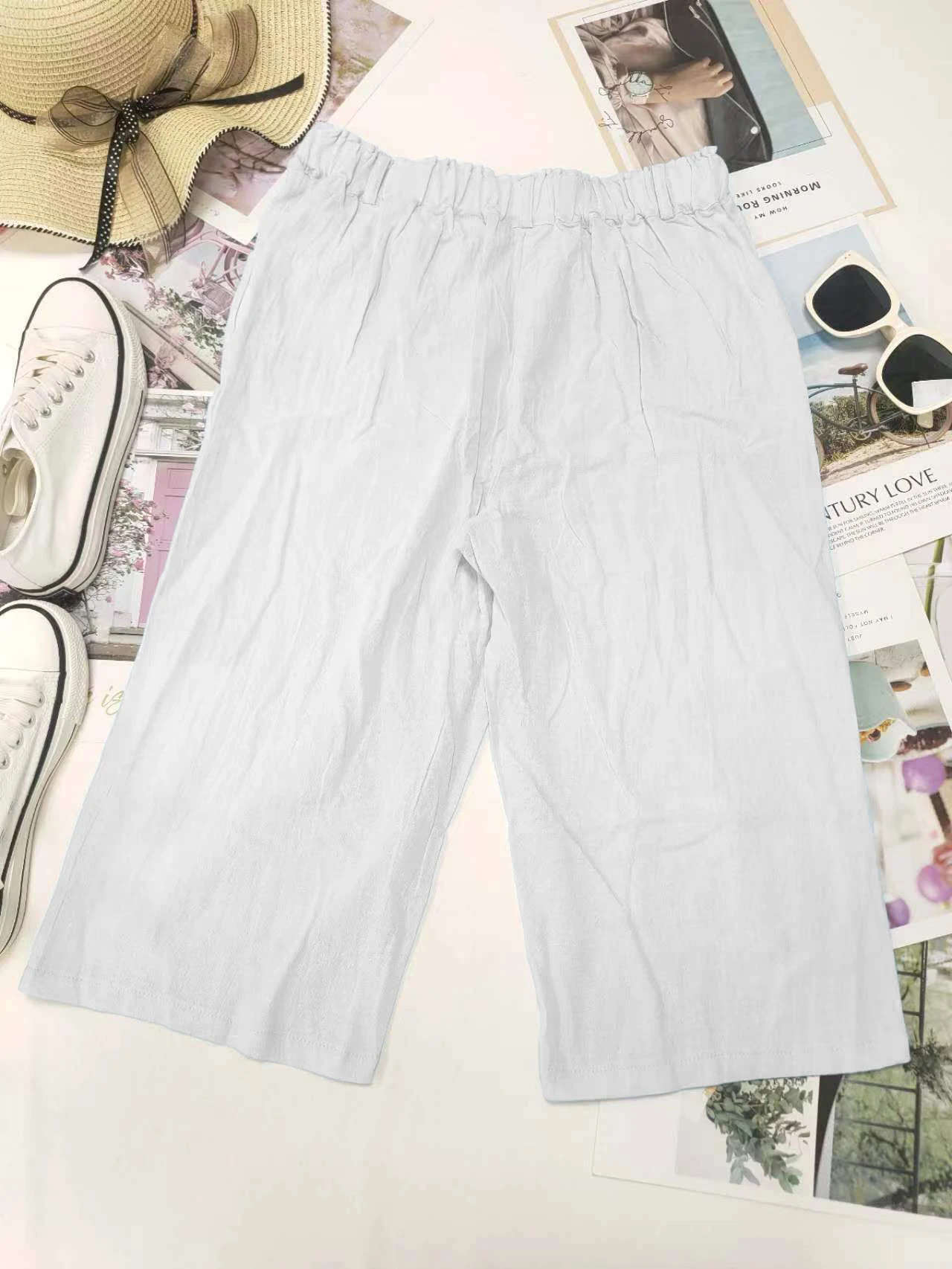 Retro Elastic Waist Pencil Pants Women's Casual Pants 2024 Summer New High-Waisted Slim Breathable Pants Seven Pants