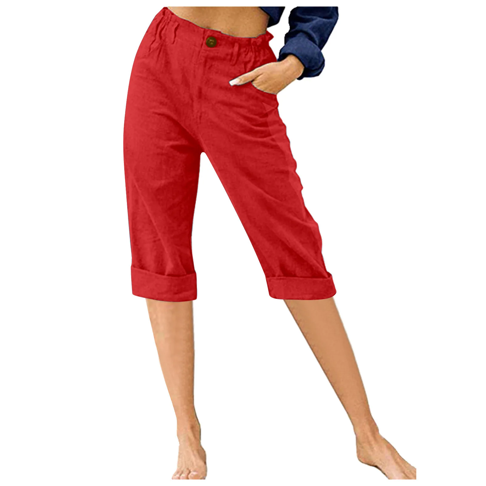 Retro Elastic Waist Pencil Pants Women's Casual Pants 2024 Summer New High-Waisted Slim Breathable Pants Seven Pants